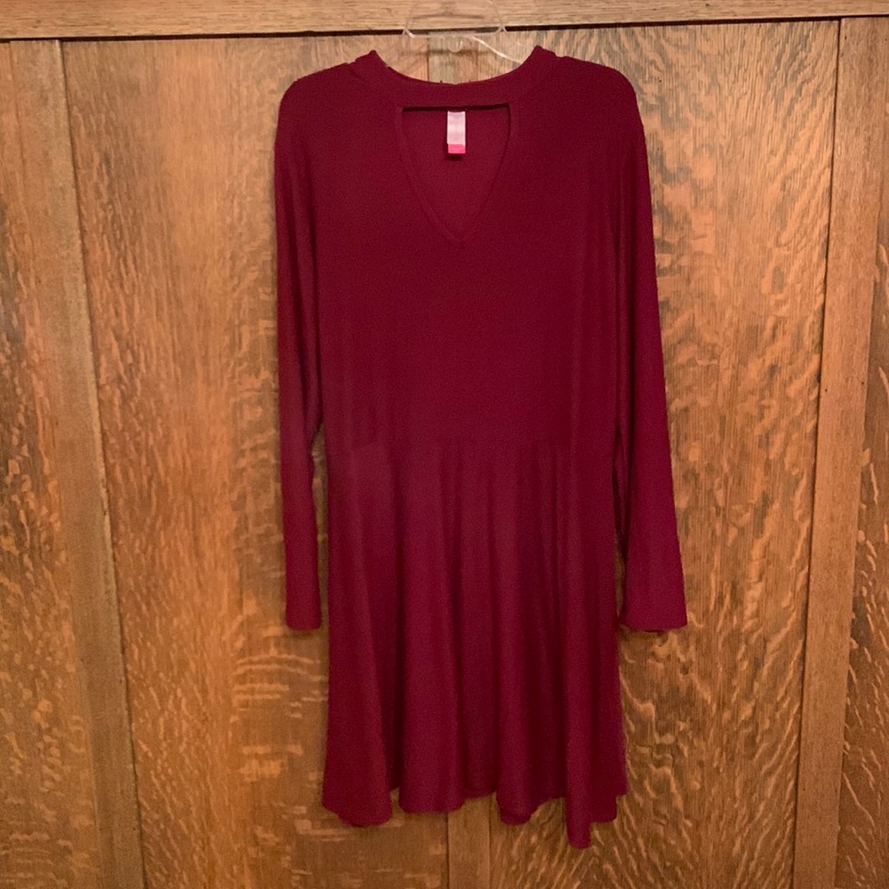 Maroon casual long sleeve dress bodycon XXXL / 3X